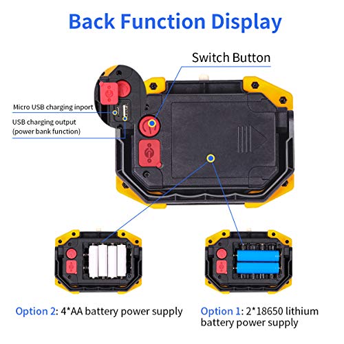 Luz de Trabajo LED Recargable, Luz de Inundación Portátil 30W USB, 3 Modos, Linterna al Aire Libre Impermeable para la Reparación de Automóviles, Pesca, Camping, Luces de Seguridad de Emergencia