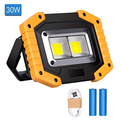 Luz de Trabajo LED Recargable, Luz de Inundación Portátil 30W USB, 3 Modos, Linterna al Aire Libre Impermeable para la Reparación de Automóviles, Pesca, Camping, Luces de Seguridad de Emergencia