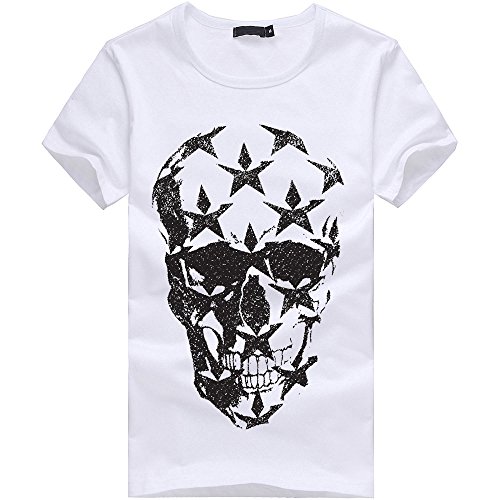 Manga Corta Camiseta para Hombre Moda Estampado Calaveras Cuello Redondo Slim Fit Personalizadas T-Shirt de Verano Cómodo Transpirables Simplicidad y Moda MMUJERY