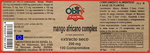 Mango africano (complex) 200 mg. (ext. seco) 100 comprimidos