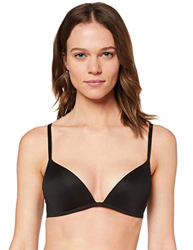 Marca Amazon - IRIS & LILLY Sujetador de Microfibra Push Up Mujer, Negro (Black), 90E, Label: 34DD