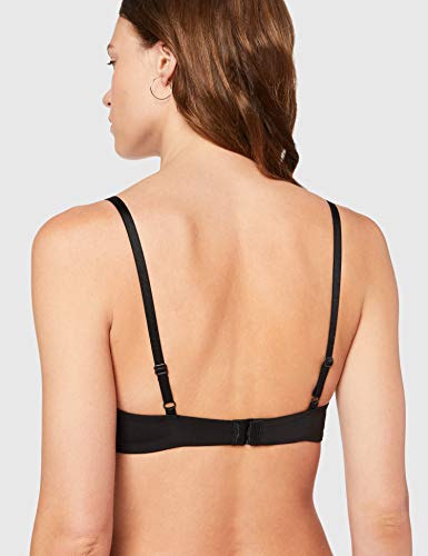 Marca Amazon - IRIS & LILLY Sujetador de Microfibra Push Up Mujer, Negro (Black), 90E, Label: 34DD