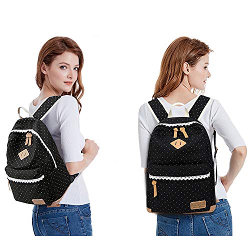 Marsoul Mochilas Escolares, Mujer Mochila Escolar Lona Grande Bolsa Estilo Étnico Vendimia Casual Colegio Bolso para Chicas (Lace)