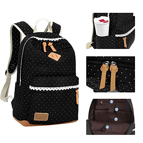 Marsoul Mochilas Escolares, Mujer Mochila Escolar Lona Grande Bolsa Estilo Étnico Vendimia Casual Colegio Bolso para Chicas (Lace)