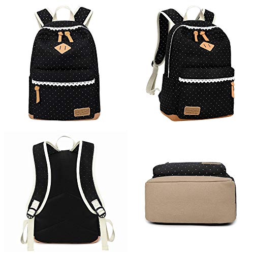 Marsoul Mochilas Escolares, Mujer Mochila Escolar Lona Grande Bolsa Estilo Étnico Vendimia Casual Colegio Bolso para Chicas (Lace)