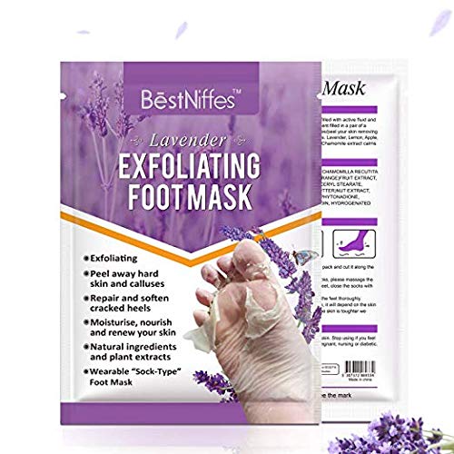 Mascarilla exfoliante para pies con lavanda - 5 paquetes Mascarilla exfoliante para niños Células muertas Eliminación de reparaciones Tacones ásperos y alisados en 5 días