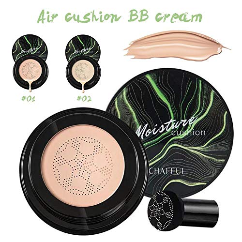 mbition Mushroom Head Air Cushion BB Cream, Corrector hidratante, Maquillaje Desnudo Duradero, Base de Maquillaje Brillante, con Hongo de Cabeza de Hongo