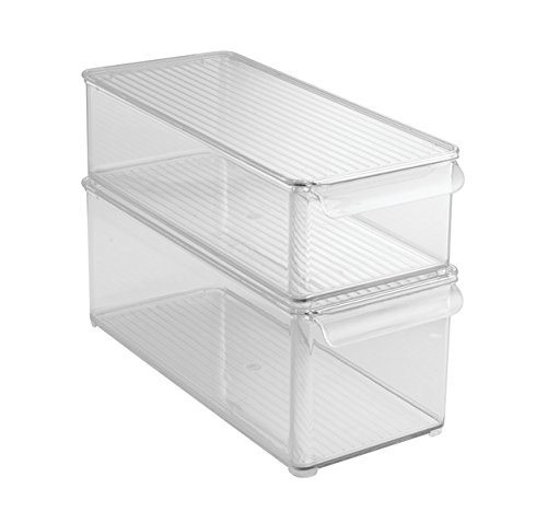 mDesign Caja organizadora transparente - Guardatodo para heladera, cocina, lavadero y más - Contenedor en plástico resistente para guardar todo tipo de objetos - Sin BPA - Apto para alimentos frescos