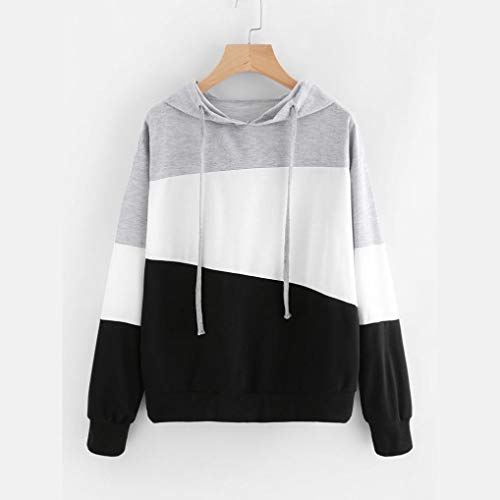 MEIbax Sudadera con Capucha para Mujer de Empalme Grande Patchwork de Manga Larga Casual De Tendencia Primavera otoño Suelto Hoodie Pullover Camisetas Blusa Camisas Superior Jersey Tops