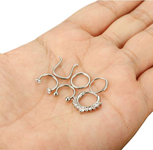 Milacolato 10 Unids 16G Acero Inoxidable Septum Clicker Nariz Anillos Aro Herradura Cartílago Trágico Anillo Septum Anillo Piercing Joyería