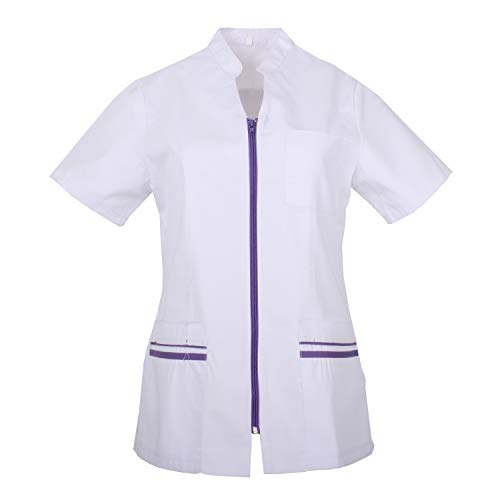 MISEMIYA - Casaca SEÑORA Mangas Cortas Uniforme Laboral CLINICA Hospital Limpieza Veterinaria SANIDAD HOSTELERÍA - Ref.702 - XL, Lila