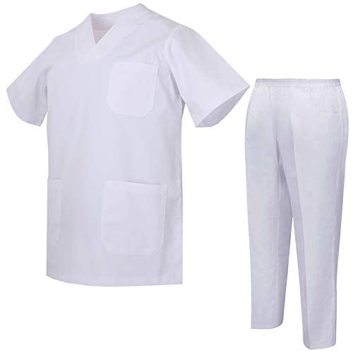 MISEMIYA - Casaca Y PANTALÓN Sanitarios Unisex Uniformes Sanitarios MÉDICOS Conjuntos Sanitarios 8178 - M, Blanco