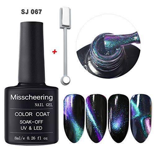 Misscheering Esmalte de Uñas Polonia Magia 5D Manicura Francesa ojo de Gato Uñas de Gel UV LED Semipermanente Profesional Brillo Polish Soak off Esmaltes en gel Kit con Rebanada de imán Nail Art (B)