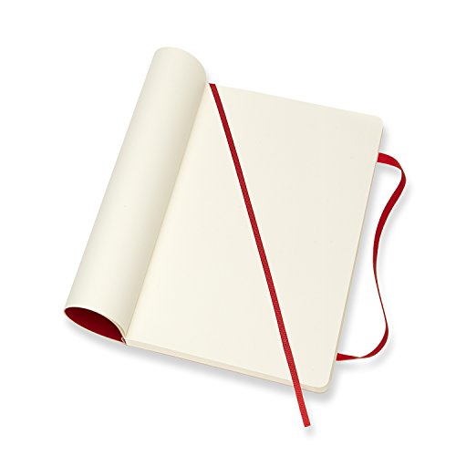 Moleskine - Cuaderno Clásico con Páginas Lisas, Tapa Blanda y Goma Elástica, Rojo (Red), Tamaño Grande, 192 Páginas