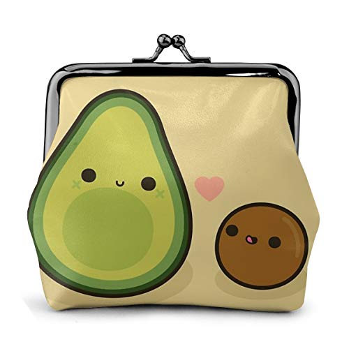 Monedero de cuero lindo de aguacate y piedra monedero de cambio de beso cierre mini cosméticos maquillaje bolsas para mujeres y niñas