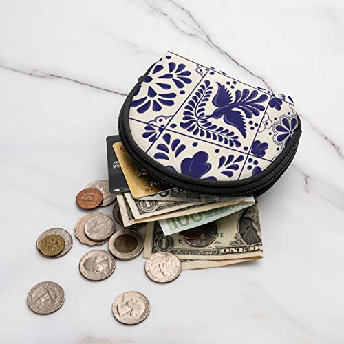 Monedero pequeño Estilo Talavera Tradicional Mexicano para Mujer, Lindo Monedero para niña, Mini Monedero, Bolsa de Almacenamiento, Billetera de Concha