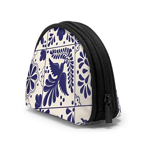 Monedero pequeño Estilo Talavera Tradicional Mexicano para Mujer, Lindo Monedero para niña, Mini Monedero, Bolsa de Almacenamiento, Billetera de Concha