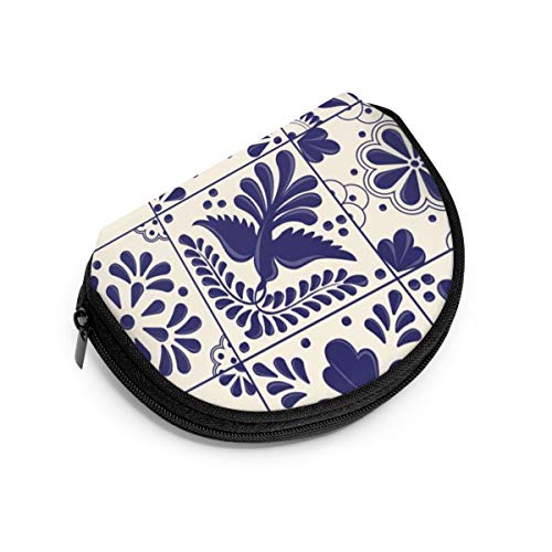 Monedero pequeño Estilo Talavera Tradicional Mexicano para Mujer, Lindo Monedero para niña, Mini Monedero, Bolsa de Almacenamiento, Billetera de Concha