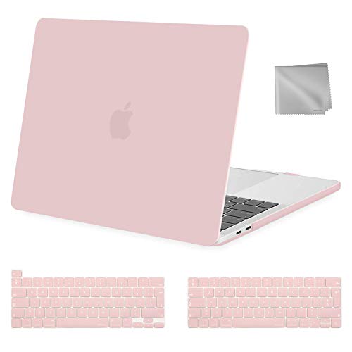 MOSISO Funda Dura Compatible con 2020 2019 2018 2017 2016 MacBook Pro 13 Pulgadas A2289 A2251 A2159 A1989 A1706 A1708, Plástico Rígido Carcasa&Cubierta de Teclado&Paño Limpieza,Cuarzo Rosa