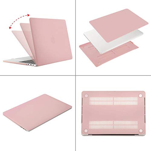 MOSISO Funda Dura Compatible con 2020 2019 2018 2017 2016 MacBook Pro 13 Pulgadas A2289 A2251 A2159 A1989 A1706 A1708, Plástico Rígido Carcasa&Cubierta de Teclado&Paño Limpieza,Cuarzo Rosa