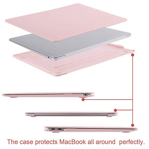 MOSISO Funda Dura Compatible con 2020 2019 2018 MacBook Air 13 A2179 A1932, Carcasa Rígida de Plástico Protectora de Esquina&Teclado Cubierta&Paño de Limpieza,Cuarzo Rosa