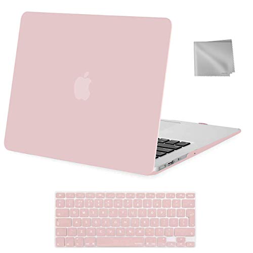 MOSISO Funda Dura Compatible con Macbook Air 13(A1369/A1466, Versión 2010-2017), Carcasa Rígida de Plástico Protectora &Teclado Cubierta&Paño de Limpieza,Cuarzo Rosa