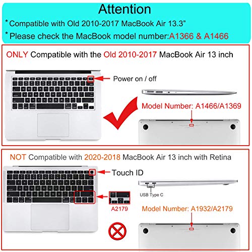 MOSISO Funda Dura Compatible con Macbook Air 13(A1369/A1466, Versión 2010-2017), Carcasa Rígida de Plástico Protectora &Teclado Cubierta&Paño de Limpieza,Cuarzo Rosa