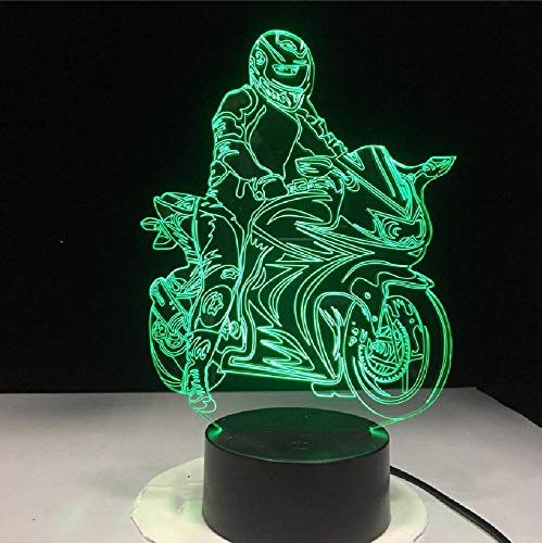 Motociclista Modelo 3D Ilusión Luminosa Lámpara Led Táctil Colorido Usb Luz Nocturna Flash Iluminación Glow In The Dark Motor Toy