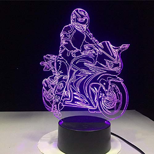 Motociclista Modelo 3D Ilusión Luminosa Lámpara Led Táctil Colorido Usb Luz Nocturna Flash Iluminación Glow In The Dark Motor Toy