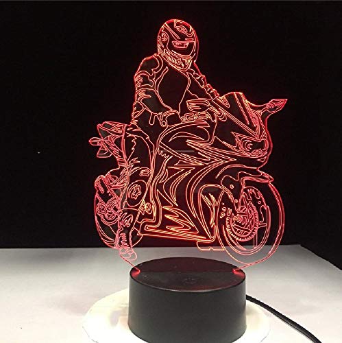 Motociclista Modelo 3D Ilusión Luminosa Lámpara Led Táctil Colorido Usb Luz Nocturna Flash Iluminación Glow In The Dark Motor Toy