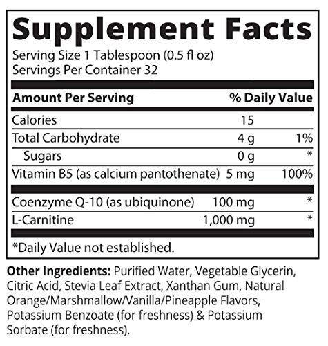 MRM, Co-Q10 100 mg, W/L-CARNITINE 1000 mg, orange-vanilla sabor, 16oz.