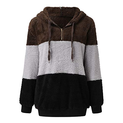 Mujer Sudadera Caliente y Esponjoso Tops Chaqueta Suéter Abrigo Jersey Mujer Otoño-Invierno Talla Grande Hoodie Sudadera con Capucha riou (Gray, S)