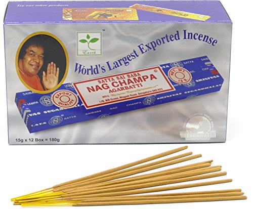 Nag Champa - Varitas de incienso de la India, 15 g, 12 boites