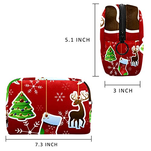 Navidad stock árbol ciervos cosméticos bolsa organizador bolsa para las mujeres cremallera bolsa de la función de las mujeres de viaje bolsa de maquillaje bolsa de lavado bolsa de aseo