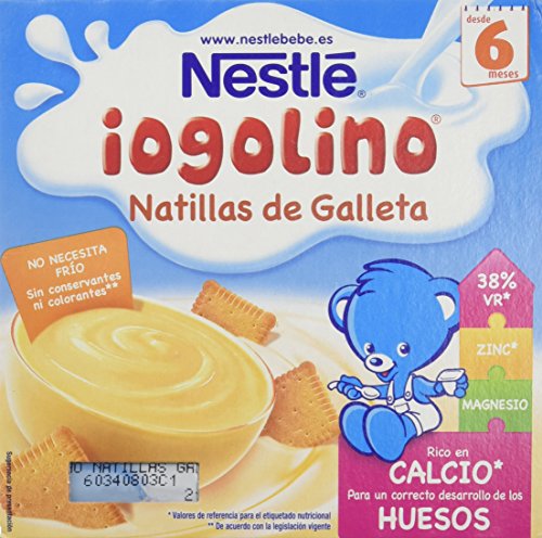 Nestlé iogolino Alimento infantil, natillas con galleta - Paquete de 4 x 100 gr - Total: 400 gr