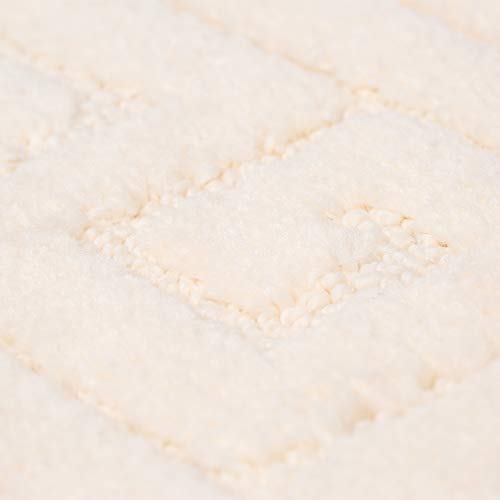 New Greek Style 2 Piece Bath Mat Set Non-Slip 13 Colours (Cream)