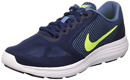 Nike Revolution 3, Zapatillas de Running Hombre, Azul/Verde/Blanco (Ocean Fog/Volt-Obsidian-White), 44 1/2 EU