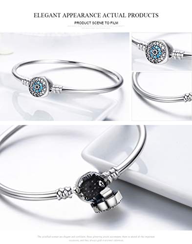 Nobrand 100% Plata De Ley 925 El Ojo del Brazalete Samsara para Mujer Fit DIY Pulseras con Dijes Joyería De Moda 19 Cm