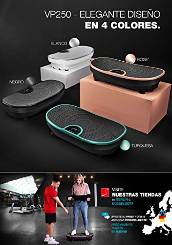 Novedad de Feria! Plataforma vibratoria VP250 elegante diseño curvo y compacto | Quema Grasa & Formación Músculos | Motor Silencioso con 180 niveles | Programas de Entrenamiento 7+1 | Opción yoga