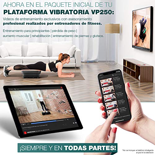 Novedad de Feria! Plataforma vibratoria VP250 elegante diseño curvo y compacto | Quema Grasa & Formación Músculos | Motor Silencioso con 180 niveles | Programas de Entrenamiento 7+1 | Opción yoga