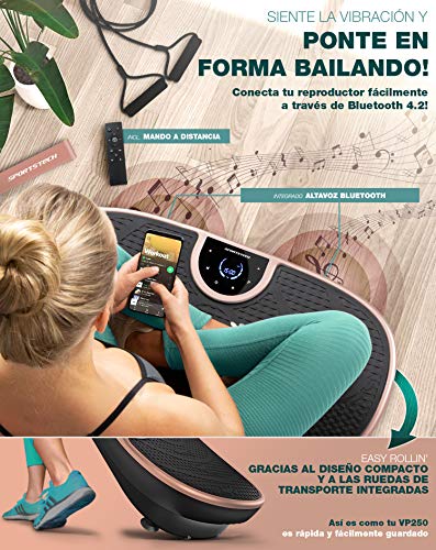 Novedad de Feria! Plataforma vibratoria VP250 elegante diseño curvo y compacto | Quema Grasa & Formación Músculos | Motor Silencioso con 180 niveles | Programas de Entrenamiento 7+1 | Opción yoga