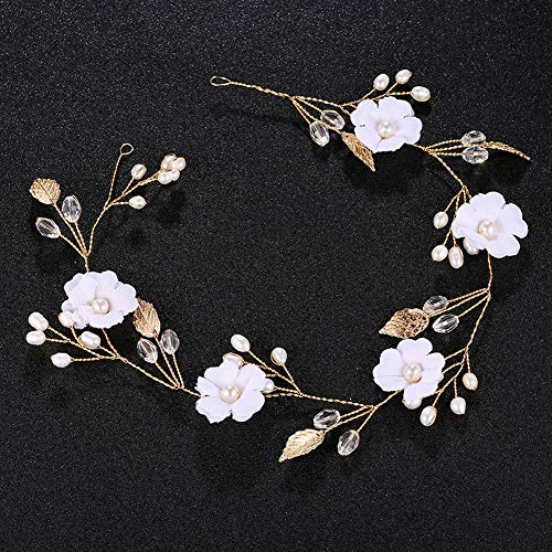 Novia de la Flor Hairband Granos de la Perla Accesorios Pelo de la Boda Hecha a Mano Brillante de la Venda del Partido de decoración del Pelo de Las Mujeres de Pelo Nupcial Elegante