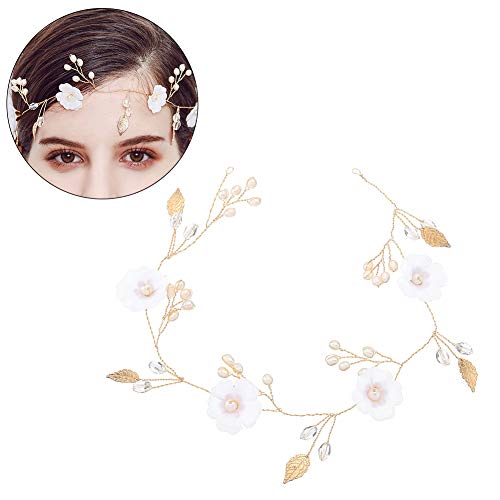 Novia de la Flor Hairband Granos de la Perla Accesorios Pelo de la Boda Hecha a Mano Brillante de la Venda del Partido de decoración del Pelo de Las Mujeres de Pelo Nupcial Elegante