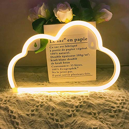 Nube LED signo en forma ligera de la decoración blanca caliente de la luz de neón de la batería/USB Operado Inicio Decoración de pared para el dormitorio de Navidad fiesta de cumpleaños de niños qu