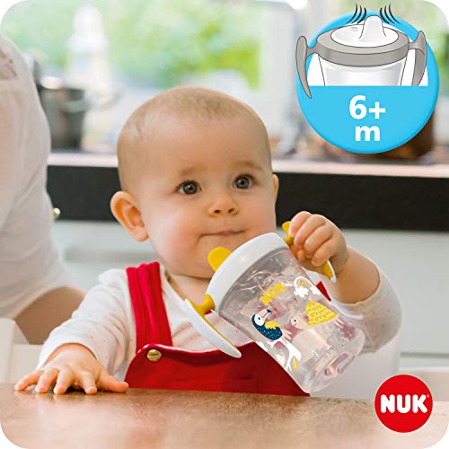 NUK 10255517 - Juego de aprender a beber (230 ml, en caja de regalo con diferentes accesorios, antigoteo, a partir de 6 meses, sin BPA, neutro), color blanco