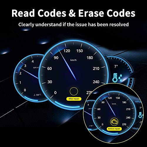 OBD 2 Diagnosticos Coche Portátil OBD II Auto Scanner Interfaz Estandar 16 Pines con Lectura y Borrado de Códigos de Error y Prueba de Batería para Automóviles Protocolos OBDII y Modos OBD2/EOBD/Can