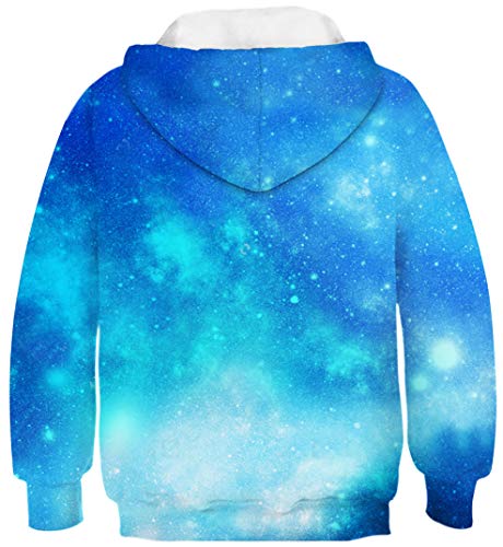 Ocean Plus Niño Colorido 3D Sudaderas con Capucha Adolescentes Pull-Over Kids Sudadera Manga Larga Hoodie (M (Altura: 135-140cm), Unicornio Largo Pestañas Azules)