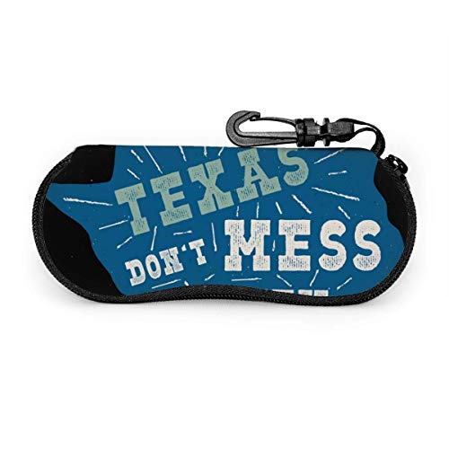 OKIJH Estuche portátil para gafas, caja de almacenamiento, estuche para gafas, bolsa de cosméticos Texas State Flag Badge Don't Mess With Portable Eyeglass Case Abrasion Resistant Glasses Protective C