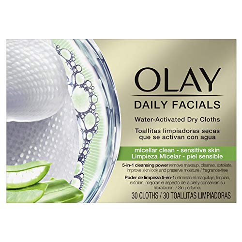 Olay Toallitas Secas Activadas Con Agua, Limpieza Micelar, Piel Sensible, Poder De Limpieza 5 En 1 84 g