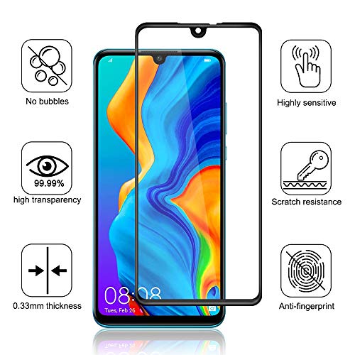 omitium Protector Pantalla para Huawei P30, [3 Pack] Huawei P30 Cristal Templado [Cobertura máxima][ [Marco Instalación Fácil] Sin Burbujas Dureza 9H Anti-Arañazos Vidrio Templado Huawei P30, 6,1”